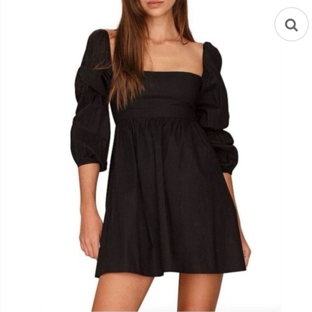 Reformation 100% Linen Dress Size M Black Michaela Dress
